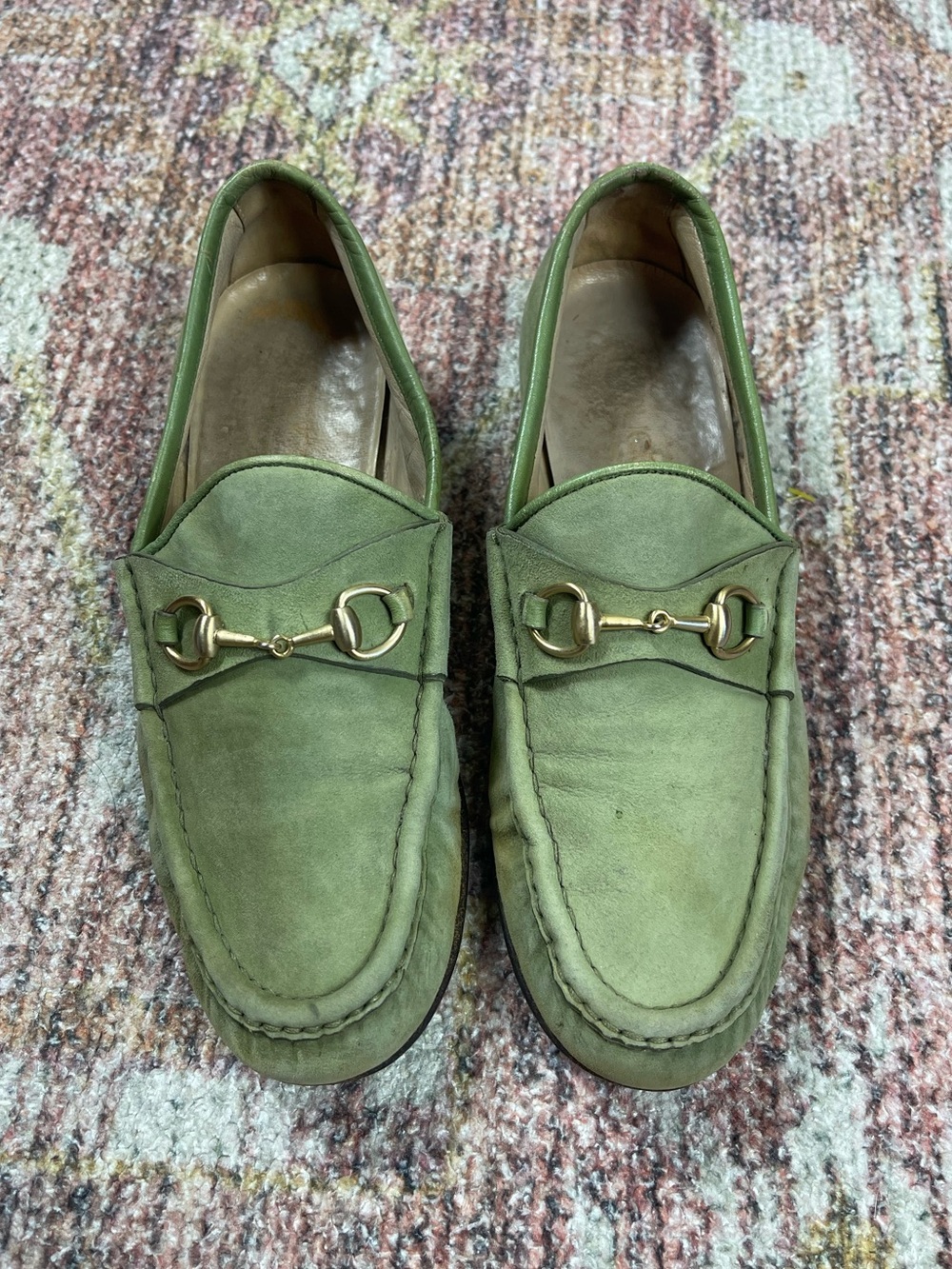 Gucci Horsebit Loafers Sage Green Vintage Size 38.5